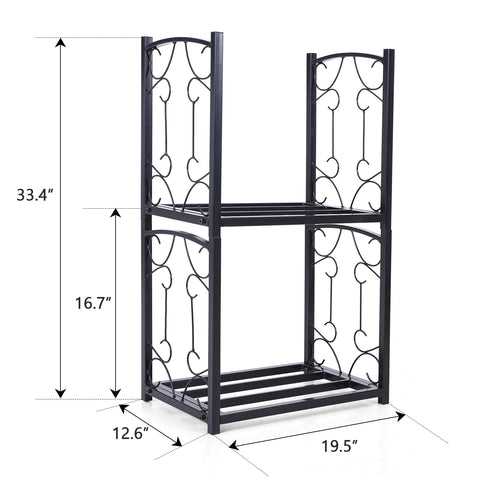 PHI VILLA Double-layer Firewood Rack with Iarge Storage Space
