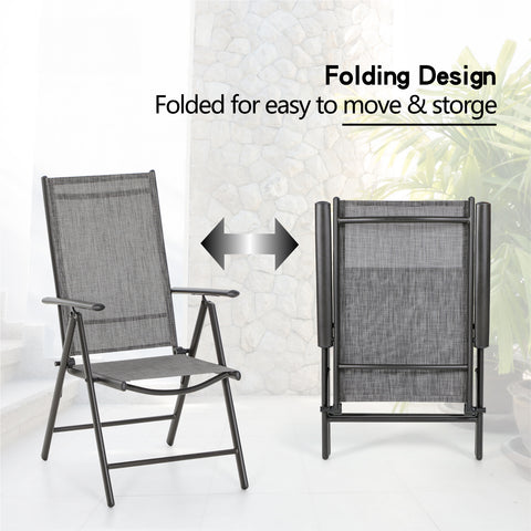 Extendable Table & Textilene Reclining Chair Patio Dining Set