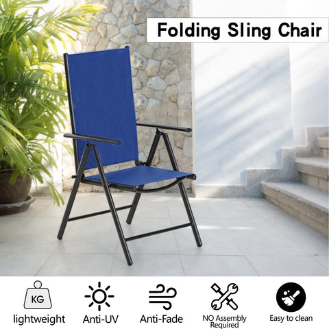 7-Piece Patio Dining Set Bowed-bar Table & Textilene Foldable Chairs