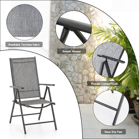 9-Piece Patio Dining Sets Large Square Table & Textilene Foldable Chair