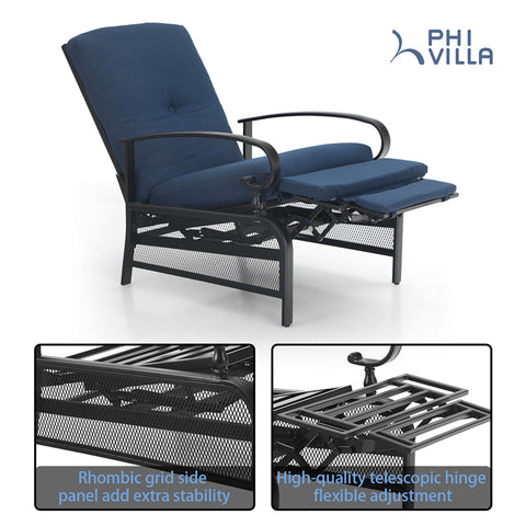Adjustable Patio Metal Relaxing Recliner Lounge Chair