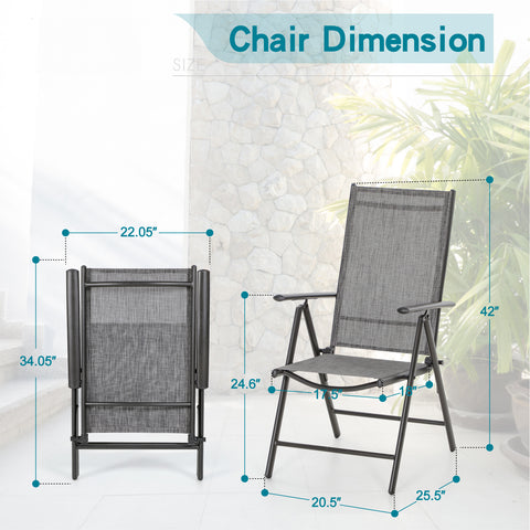 9-Piece Patio Dining Sets Large Square Table & Textilene Foldable Chair