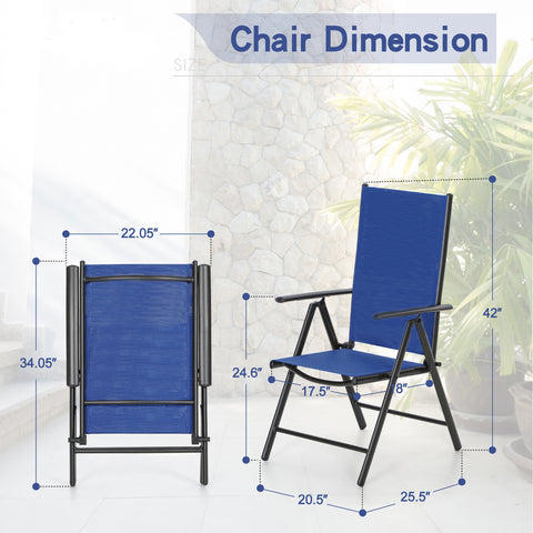 7-Piece Patio Dining Set Bowed-bar Table & Textilene Foldable Chairs