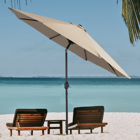 Manual-tilted Outdoor Patio Umbrella with Crank Handle