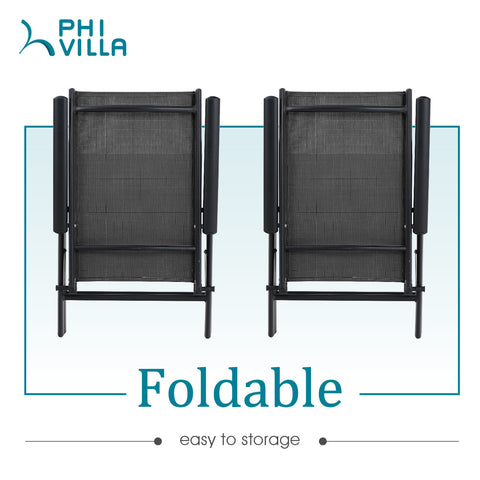 Extendable Table & Textilene Reclining Chair Patio Dining Set
