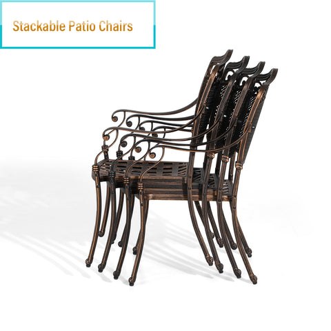 Cast Aluminum Pattern Patio Dining Chairs, Set of 2