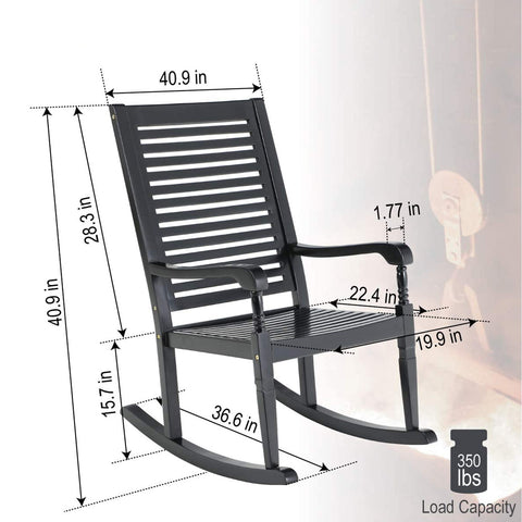 Phi Villa Outdoor Acacia Wood Rocking Chair for Garden and Indoor
