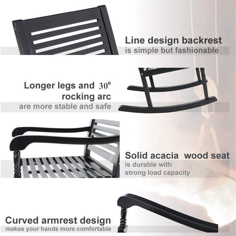 Phi Villa Outdoor Acacia Wood Rocking Chair for Garden and Indoor